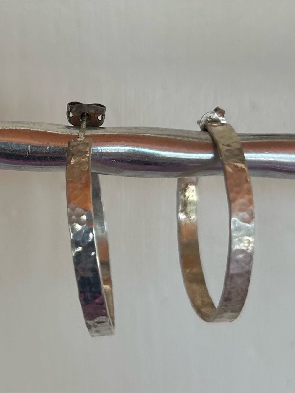 NWOT Artisan Sterling Silver Hammered Hoop Earrings